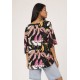 Blusa Morcego Ampla Tangará Estampa Pétalas Noturna