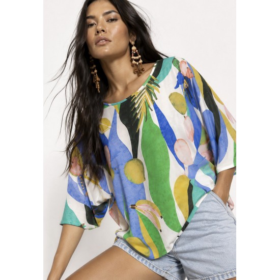 Blusa Morcego Ampla Tangará Estampa Selva Urbana