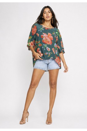 Blusa Morcego Ampla Tangará Explosão Floral