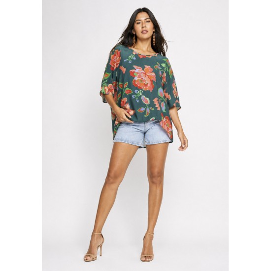 Blusa Morcego Ampla Tangará Explosão Floral