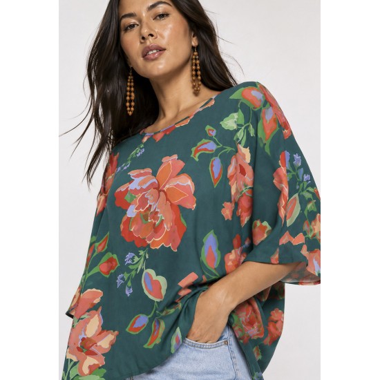 Blusa Morcego Ampla Tangará Explosão Floral