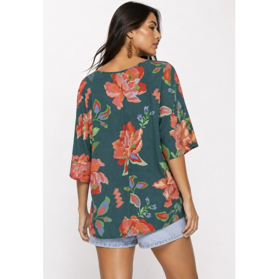 Blusa Morcego Ampla Tangará Explosão Floral