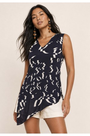 Blusa Regata Malha Fibra De Bambu Estampa Maria