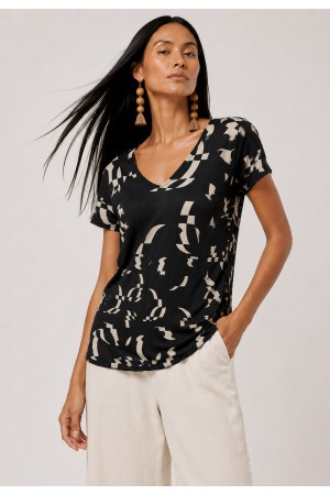 Blusa Fibra de Bambu Amazonia Vital Estampa Geometrica