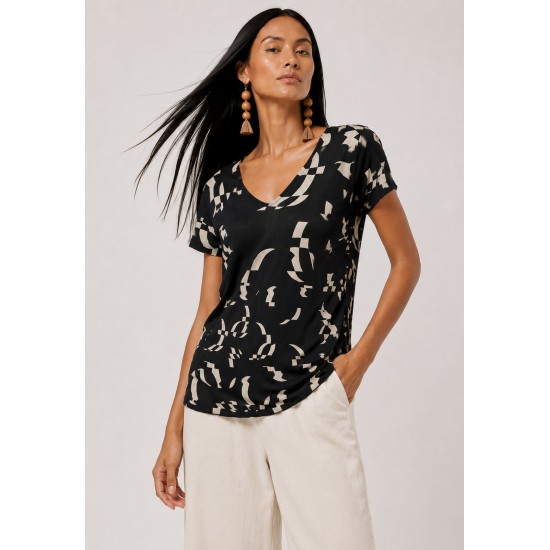 Blusa Fibra de Bambu Amazonia Vital Estampa Geometrica