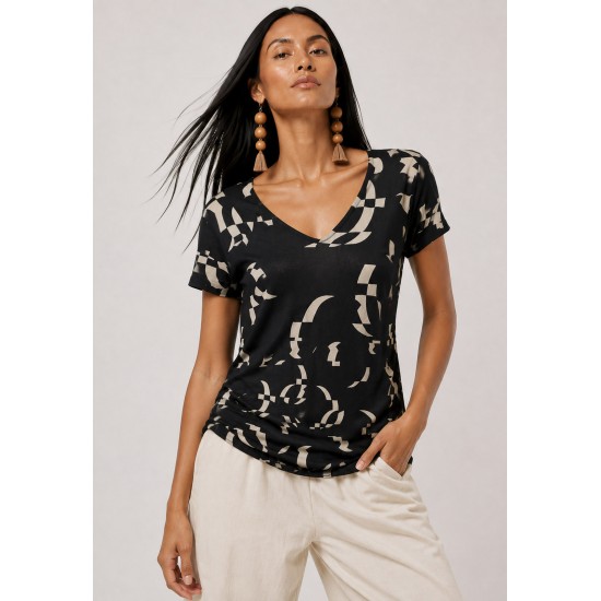 Blusa Fibra de Bambu Amazonia Vital Estampa Geometrica