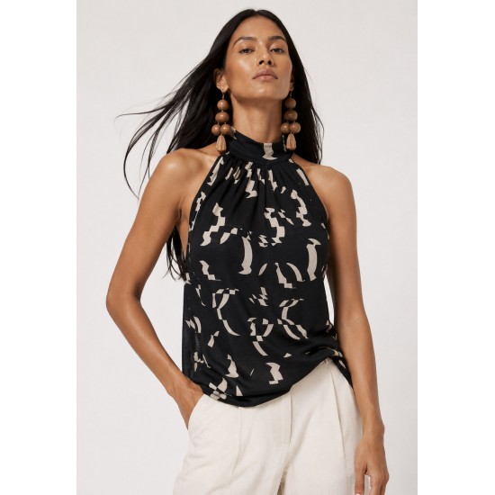 Blusa Trapézio Kaiapó Malha Fibra de Bambu Estampa Maria