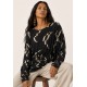 Blusa Manga Longa Malha Fibra De Bambu Estampa Maria