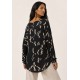 Blusa Manga Longa Malha Fibra De Bambu Estampa Maria