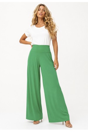 Calça Pantalona Ampla Malha com Bolso Lateral Verde Light