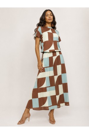 Vestido Longo Morcego Malha Estampa Santa Rosa do Tocantins