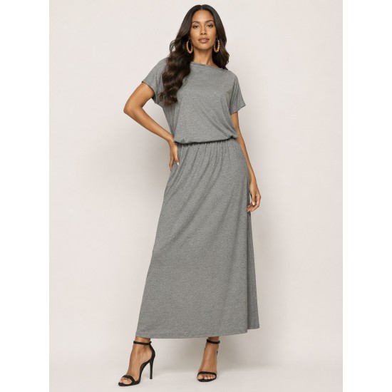 Vestido Longo Morcego Malha Mescla