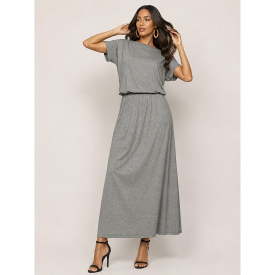 Vestido Longo Morcego Malha Mescla