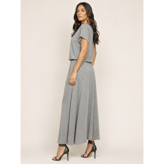 Vestido Longo Morcego Malha Mescla