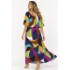 Vestido Midi Viscose Ciganinha com Lapela Estampa Jardim Azul