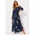 Vestido Midi Viscose Ciganinha com Lapela Estampa Festa das Flores Azul