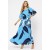 Vestido Midi Viscose Ciganinha com Lapela Estampa Imbé Blue