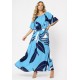 Vestido Midi Viscose Ciganinha com Lapela Estampa Imbé Blue