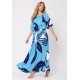 Vestido Midi Viscose Ciganinha com Lapela Estampa Imbé Blue