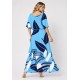 Vestido Midi Viscose Ciganinha com Lapela Estampa Imbé Blue