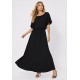Vestido Midi Viscose Ciganinha com Lapela Preto
