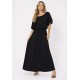 Vestido Midi Viscose Ciganinha com Lapela Preto