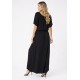 Vestido Midi Viscose Ciganinha com Lapela Preto