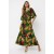 Vestido Midi Viscose Ciganinha com Lapela Estampa Festa dos Tucanos