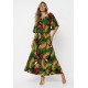Vestido Midi Viscose Ciganinha com Lapela Estampa Festa dos Tucanos
