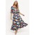 Vestido Midi Viscose Ciganinha com Lapela Estampa Floresce