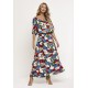 Vestido Midi Viscose Ciganinha com Lapela Estampa Floresce