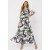 Vestido Midi Viscose Ciganinha com Lapela Estampa Encanto Botânico