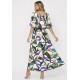 Vestido Midi Viscose Ciganinha com Lapela Estampa Encanto Botânico