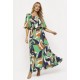 Vestido Midi Viscose Ciganinha com Lapela Estampa Brisa do Mar