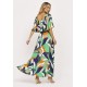 Vestido Midi Viscose Ciganinha com Lapela Estampa Brisa do Mar