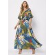Vestido Midi Viscose Ciganinha com Lapela Estampa Brisa Botânica