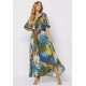 Vestido Midi Viscose Ciganinha com Lapela Estampa Brisa Botânica