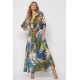 Vestido Midi Viscose Ciganinha com Lapela Estampa Brisa Botânica