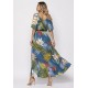 Vestido Midi Viscose Ciganinha com Lapela Estampa Brisa Botânica