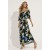 Vestido Midi Viscose Ciganinha sem Lapela Estampa Jardim Noturno