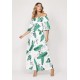 Vestido Midi Viscose Ciganinha com Lapela Estampa Folhagem Poética