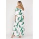 Vestido Midi Viscose Ciganinha com Lapela Estampa Folhagem Poética