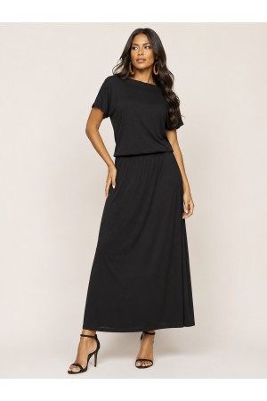 Vestido Longo Morcego Malha Preto