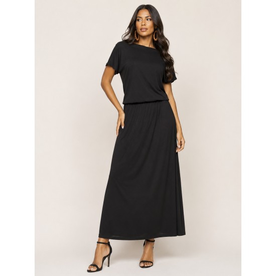 Vestido Longo Morcego Malha Preto