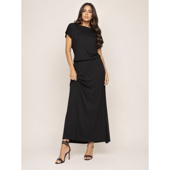 Vestido Longo Morcego Malha Preto