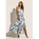 Vestido Longo Acará Malha Bambu Azul