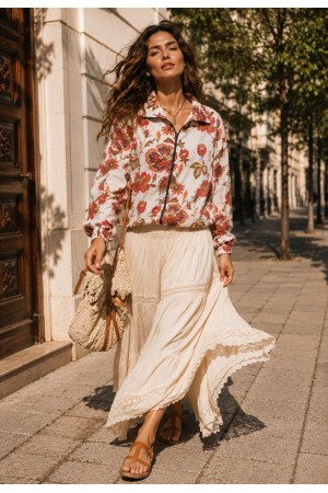 Jaqueta Corta-Vento Blouson Uatumã Estampa Flor de Caju