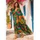 Vestido Kaftan Mutum Plus Detalhes nas Costas Estampa Caju da Mata