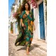 Vestido Kaftan Mutum Plus Detalhes nas Costas Estampa Caju da Mata