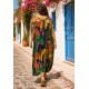 Vestido Kaftan Mutum Plus Detalhes nas Costas Estampa Caju da Mata